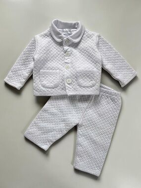 DONDOLO EUC White Quilted Comfy 2PC Heirloom Set | Hospital Coming Home